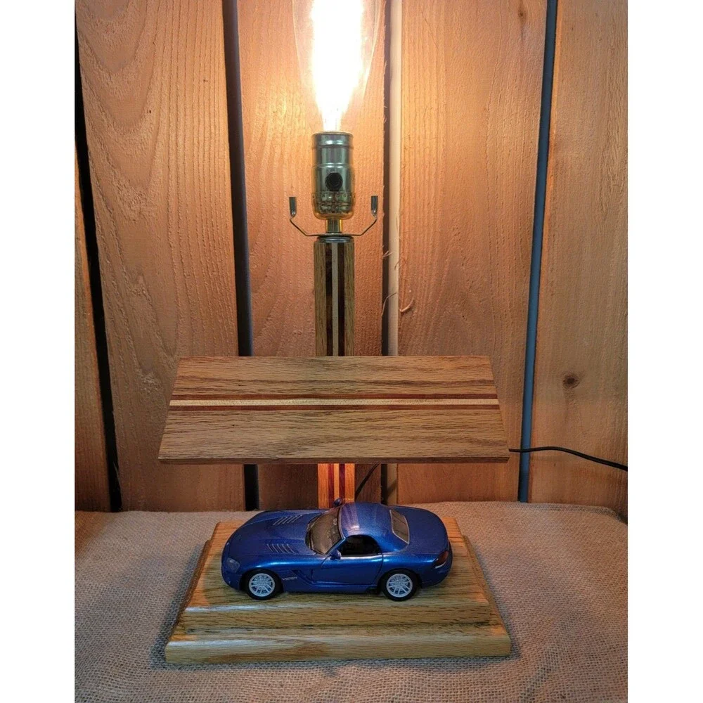 Dodge Viper Desk Lamp Blue Unique Two Lights Original 15 Inch Tall